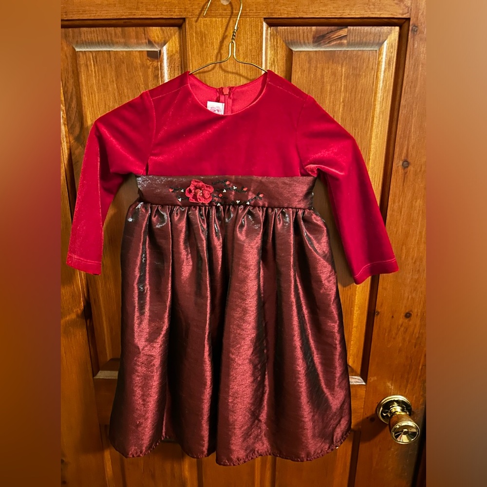 Festive Red Long Sleeve Girls Dress - Size 4 by C. C. Couture